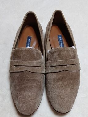 Margaux Men's Suede Penny Loafers in Taupe Brown Size 7 Women's